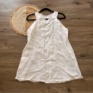MARIO ROMANO 100% Linen Made in Italy Halter Tunic Mini Dress